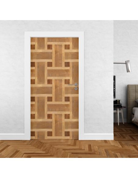 Sticker porte effet parquet 007