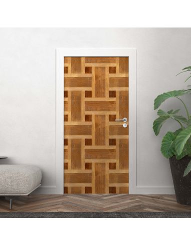 Sticker porte effet parquet 007