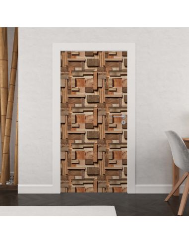 Sticker portes design bois
