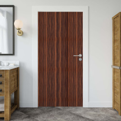 Sticker porte effet bois acajou