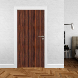 Sticker porte effet bois acajou