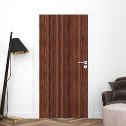 Sticker porte effet bois acajou