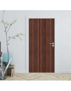 Sticker porte effet bois acajou