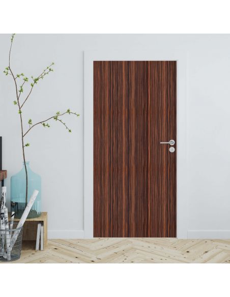 Sticker porte effet bois acajou