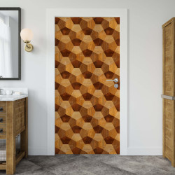Sticker porte déco design effet 3D bois