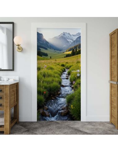 Sticker porte paysage montagne