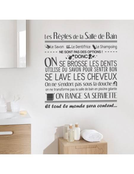 Stickers muraux et vitrines les règles de la salle de bain