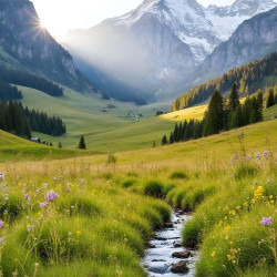 Sticker porte paysage montagne