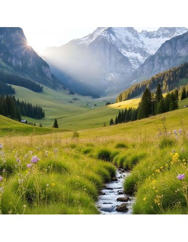 Sticker porte paysage montagne