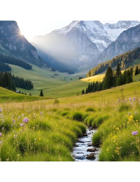 Sticker porte paysage montagne