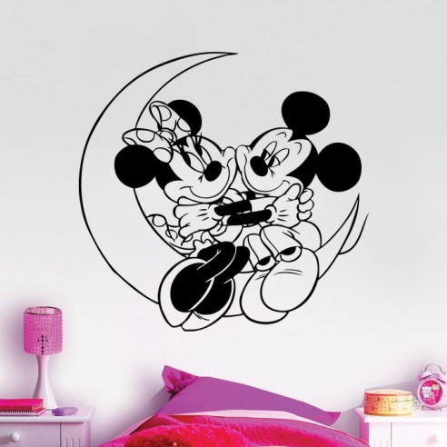 Sticker lune Mickey et Minnie