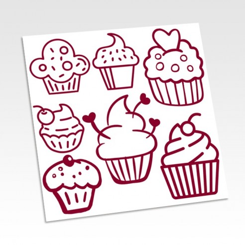 Planche stickers cupcakes