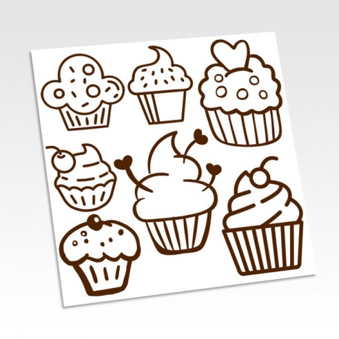 Planche stickers cupcakes