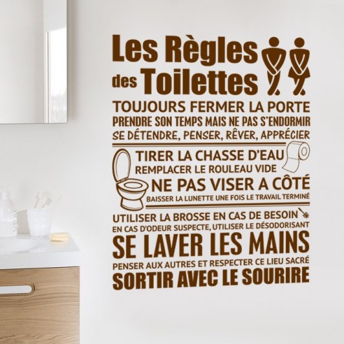 Sticker les règles des toilettes - Stickers muraux toilettes wc