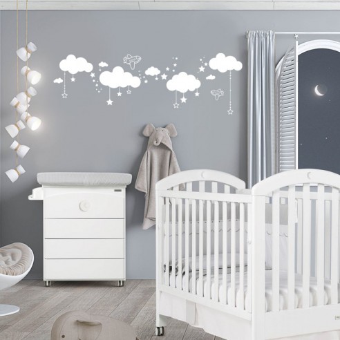 stickers décor corde nuages