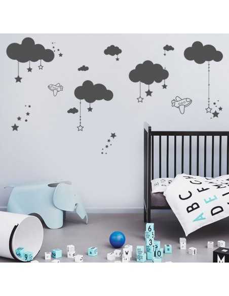 stickers décor corde nuages