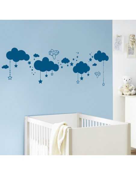 stickers décor corde nuages