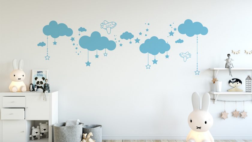Sticker mural nuages