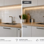 cuisine avec une nouvelle crédence décorative.