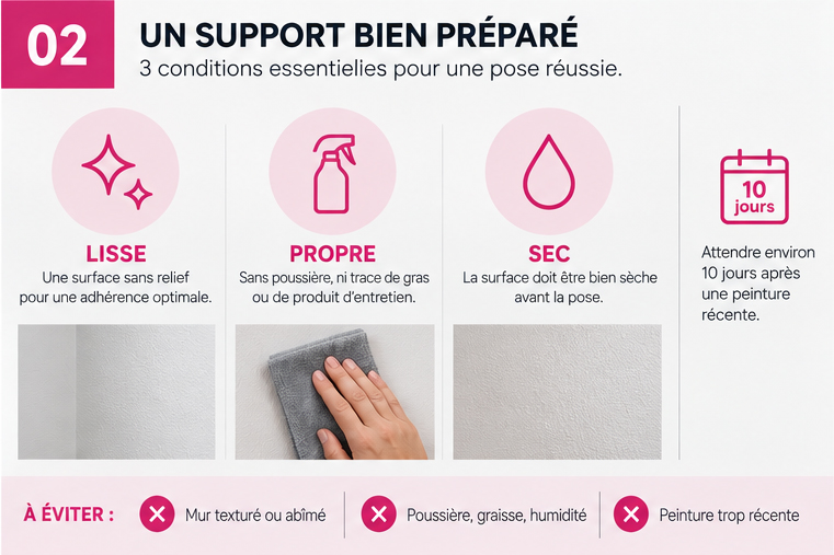 Préparation du mur avant la pose d'un sticker mural